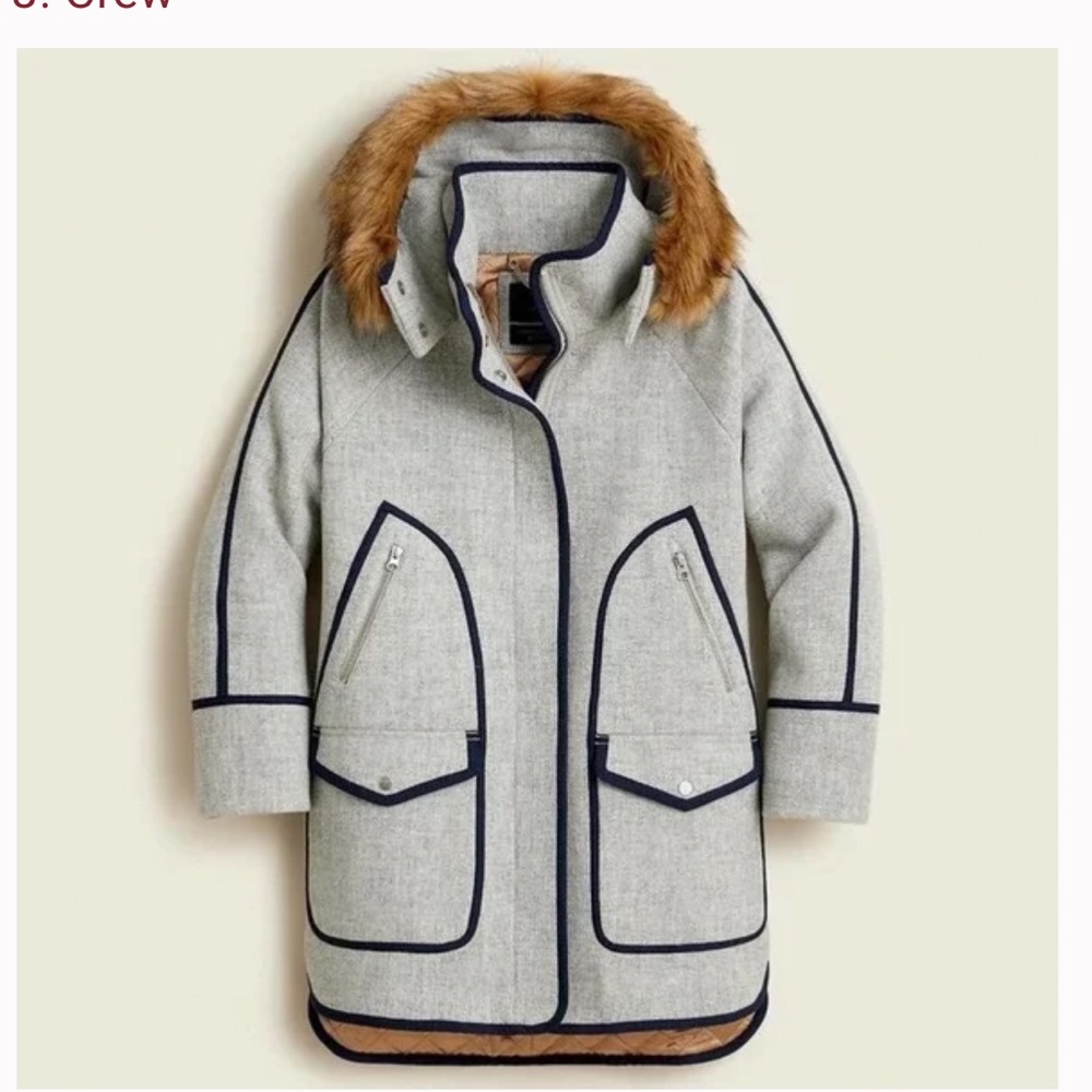 J. Crew Nello Gori Summit Parka Italian Stadium Wool Size 6, NWT